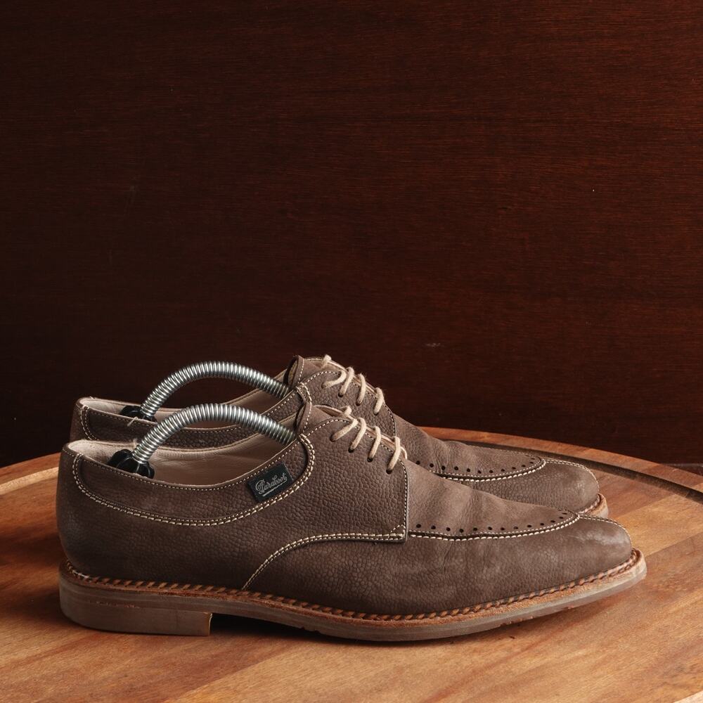 Paraboot Dress Shoes UK SZ 5.5 M6.5 W7 Brown Leather Derby Brogue Oxford France